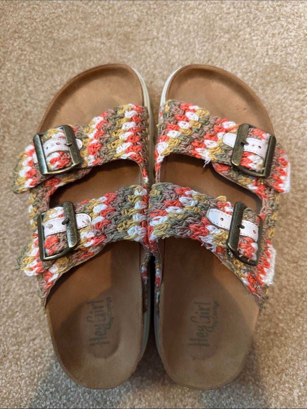 Women’s Multicolor Crochet Double-Buckle Sandals Hey Girl by Corky’s
